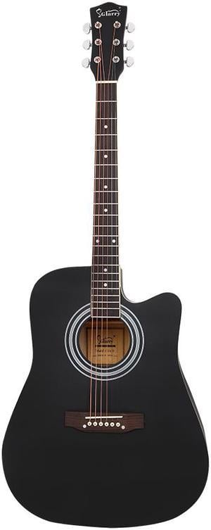New 41" Full Size Adult 6 Strings Cutaway Folk Acoustic Guitar Black