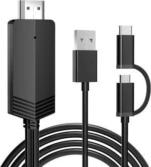 2-in-1 USB Type C Micro USB Android Phone to TV HDMI Cable MHL to TV HDMI Adapter 1080P HDTV Mirroring & Charging Cable for Android Smartphone Tablets to Projector Monitor 6.6ft