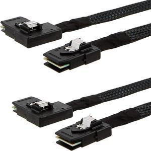 CableCreation 2 Pack Short Internal Mini SAS SFF-8087 to Right Angle SFF-8087 Cord, Internal Mini SAS to Mini SAS Cable, Compatible with RAID or PCI Express Controller, 2.5FT /0.75M