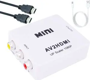 HONSHEN RCA to HDMI Converter Mini AV 1080p RCA Composite CVBS AV to HDMI Video Audio ConverterAnalog Digital Converter +3FT(1m) HDMI Cable (White) HONSHEN RCA to HDMI Converter Mini AV 1080p RCA Composite CVBS AV to HDMI Video Audio ConverterAnalog Digital Converter +3FT(1m) HDMI Cable (White)