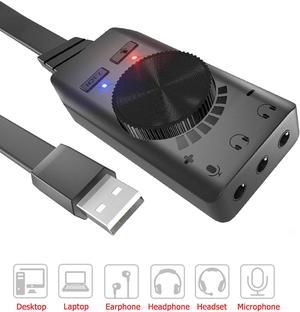 external USB Sound Card Adapter Mic Audio Card USB to 3.5mm Earphone Headphone - Virtual 7.1 Channel External USB Sound Card Audio Card Fits for PC Laptop Desktop Windows Mac OS Linux PS4