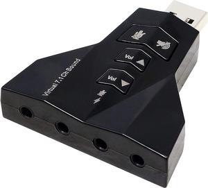 7.1 Audio Sound Card Adapter Mic 3.5mm USB Mic Speaker Adapter(Black)