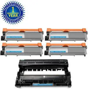 Compatible Toner Cartridge and Drum Unit Set Replacement for Brother TN660 TN630 DR630 (1 Drum + 4 Toner) for HL-L2340DW L2380DW HL-L2300D L2320D MFC-L2700DW L2740DW L2720DW DCP-L2540DW