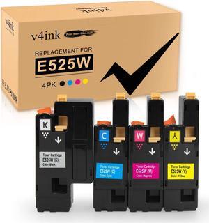 V4INK Compatible Toner Cartridge Replacement for Dell 525 E525 E525W (KCMY 4-Pack), for use in Dell E525w Wireless Color Printer for Dell 593-BBJX 593-BBJU 593-BBJV 593-BBJW