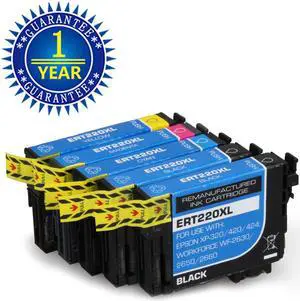 Ink Cartridge Replacement for Epson 220XL 220 T220XL with Epson Workforce WF2630 WF2650 WF2760 WF2660 WF2750 AIO Inkjet Expression Home XP420 XP424 XP320 Photo Printer 5 Packs