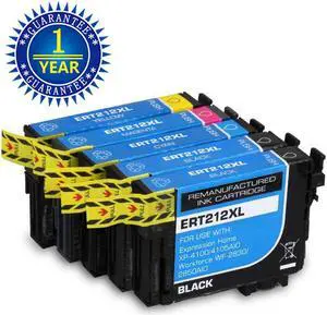 V4ink T212XL T212 Ink Cartridge Replacement for Epson Expression Home XP-4100 XP-4105 Workforce WF-2850 WF-2830 Printer 5 Pack