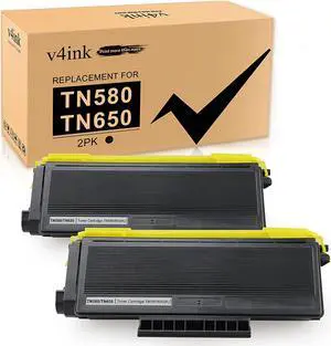 V4INK 2PK Compatible TN-650 Toner Cartridge Replacement for Brother TN580 TN650 TN550 TN620 Toner High Yield for Brother HL-5250DN HL-5340D HL-5370DW MFC-8480DN MFC-8690DW MFC 8860DN 8890DW Printer