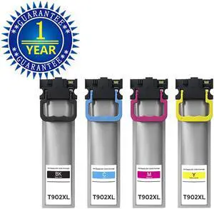 4pk T902XL 902XL (Black/Cyan/Magenta/Yellow) Ink Cartridge for Epson Workforce WF-C5210 WF-C5290 WF-C5710 WF-C5790