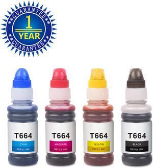 Refill Ink Bottle T664 T664 XL Compatible for Epson EcoTank ET-2650 ET-2550 ET-4500 4PK (Black/Cyan/Magenta/Yellow)