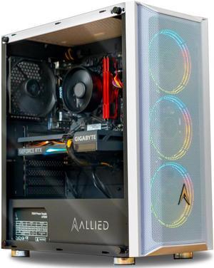 Allied Gaming Patriot Desktop PC: AMD Ryzen 5 2600, Nvidia GeForce RTX 2060, 16GB DDR4 3200MHz, 500GB PCIe NVMe SSD, B450M Motherboard, 750 Watt Power Supply, ARGB Fans, WiFi Ready