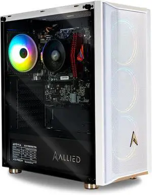 Allied Gaming Patriot Desktop PC: AMD Ryzen 7 5700G, AMD Radeon RX Vega 8 Graphics, 16GB DDR4 3600MHz, 500GB PCIe NVMe SSD, B450M Motherboard, 750 Watt Power Supply, ARGB Fans, WiFi Ready