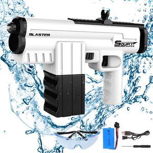 Electric Water Pistol - Automatic Water Pistols with Goggles - Long Range, Powerful Super Watergun with Batteries - for Kids Adults Summer Outdoor Pool Garden (white)