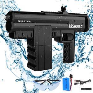 Electric Water Pistol - Automatic Water Pistols with Goggles - Long Range, Powerful Super Watergun with Batteries - for Kids Adults Summer Outdoor Pool Garden (Black)