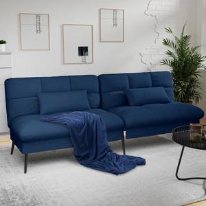 COMHOMA Convertible Futon Sofa Bed, 68Fabric Futon Couch with Adjustable Backrest, Folding Futon Sleeper Recliner for Living Room Furniture ( Blue)