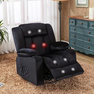 COMHOMA Recliner Chair Massage Rocker with Heated 360 Degree Swivel Lazy Boy Recliner Single Sofa Seat with Cup Holders for Living Room (Black)