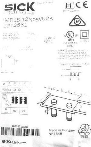 SICK IMB18-12NPSVU2K Inductive Proximity Sensors,PNP,New