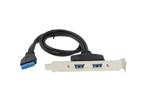 1.5ft 19 / 20 Pin female USB header to Dual USB 3.0 Tyep A Female Cable motherboard USB3.0 Splitter Cable PCIe profile bracket 1.5ft 19 / 20 Pin female USB header to Dual USB 3.0 Tyep A Female Cable motherboard USB3.0 Splitter Cable PCIe profile bracket