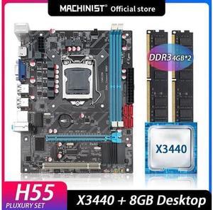 H55 Motherboard LGA 1156 Set Kit Intel Xeon X3440 CPU Processor DDR3 8GB(2*4G) 1600MHz RAM Memory With VGA HDMI