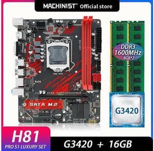 H81 Motherboard Set With Intel Celeron G3420 LGA 1150 CPU 2pcs * 8GB =16GB 1600MHz DDR3 Memory H81-PRO S1