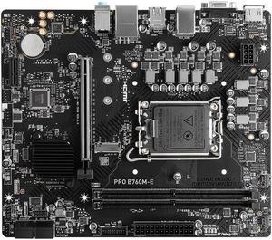 MSI PRO B760M-E Intel B760 LGA 1700 DDR5 128GB Micro ATX Motherboard