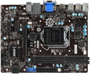 MSI H81M-E34 Intel H81 LGA 1150 DDR3 16GB Micro ATX Motherboard