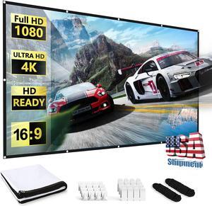 Projector Screen 120 inch, Outdoor Movie Screen 16:9 Foldable Washable Anti-Crease, Projection Screen Fit for Home Theater Camping Party Office Double Sided