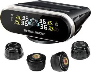 STEELMATE Mini One-s Multi-Function Tire Pressure Monitoring System, Aromatherapy Function with Mobile Phone Holder, Auto Backlight & Sleep & Awake Mode, with 4 External Tpms Sensor(PSI)