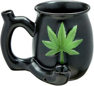 black matt mug with embossed green leaf - roast & toast