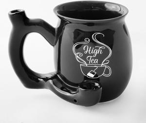 High Tea single wall Mug - shiny black with white imprint