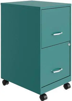 Lorell File Cabinet,F/F,Mobile,Steel,14-1/4"X18"X26-1/2" ,Teal (LLR00061TL)
