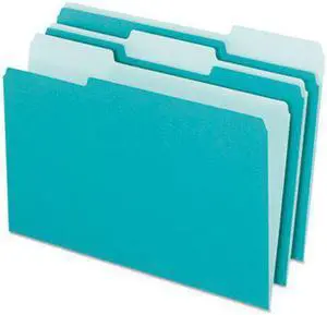 Pendaflex Interior File Folders 1/3 Cut Top Tab Letter Aqua 100/Box 421013AQU