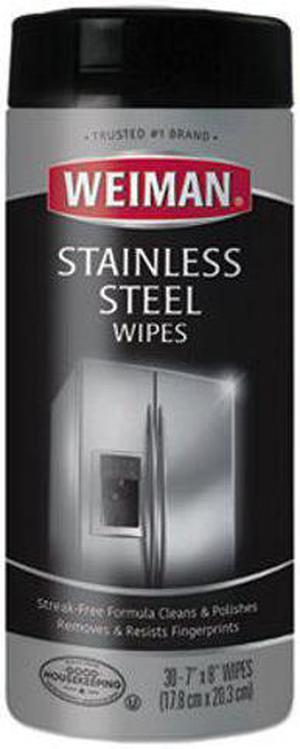 Weiman Stainless Steel Wipes - 30 / Canister - 4 / Carton 
