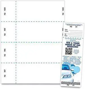 Jumbo Micro-Perforated Event/Raffle Ticket 90 lb 8.5 x 11 White 4 Tickets/Sheet 250 Sheets/Pack TJP10X9WH
