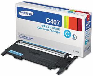 Samsung CLTC407S (CLT-C407S) Toner, 1,000 Page-Yield, Cyan (SASCLTC407S)
