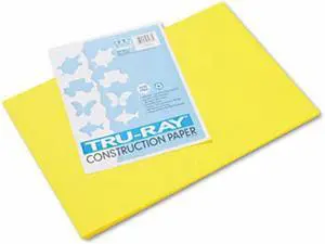 Tru-Ray Construction Paper, 76lb, 12 x 18, Yellow, 50/Pack 103036
