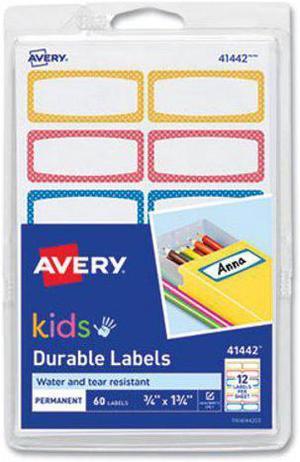 Avery Kids Handwritten Id Labels, 1.75 x .75, Bl; Og; Ylw Brdr, 60/PK (AVE41442)