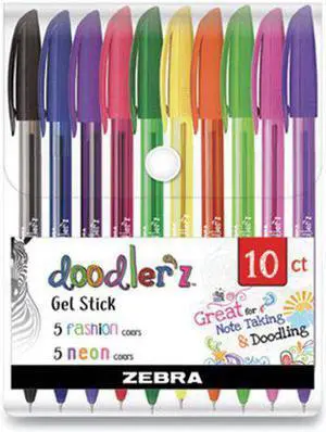 Zebra Stick Gel Pen, Bold, Assorted Ink, Assorted Barrels, 10/Pack (ZEB41810)