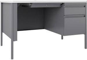 Lorell Desk, Right-Pedestal, 48"x30"x29-1/2", White/Platinum (LLR66940)