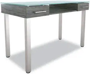 Union & Scale Prestige Glass Writing Desk, Gray, Each (UOS24398955)