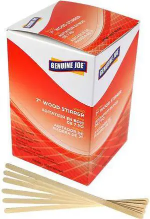 Genuine Joe Stirrer, Wooden, 7"L, 1000/BX, Woodgrain (GJO03168)