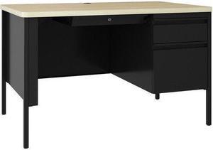 Lorell Desk, Right-Pedestal, 48"x30"x29-1/2" , Maple/Black (LLR03156)