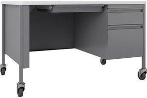 Lorell Desk, Right-Pedestal, Mobile, 48"x30"x29-1/2", WE/Platinum (LLR66944)