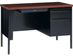 Lorell Right Pedestal Desk, Steel, 45-1/2"x24"x29-1/2", Walnut/BK (LLR66948)