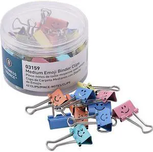 Business Source Binder Clips, Emoji, Medium, Assorted, 42/Tube (BSN03159)
