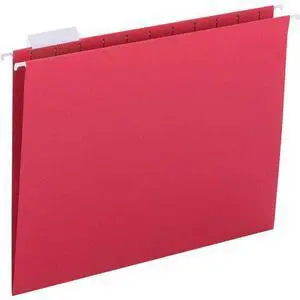Business Source Hanging File Folders, Letter Size, Red, 25/Box (BSN03175)