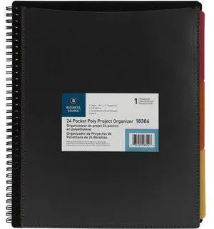 Business Source 24-Pocket Project Organizer, 8-1/2 x 11, Multi, Each (BSN18304)