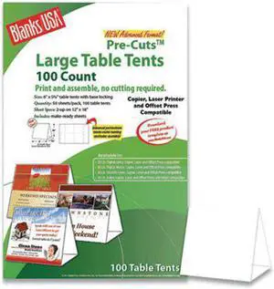 Blanks/usa Table Tent, 12 x 18, White, 2 Tents/Sheet, 50 Sheets/Pack (BLA01FLWH)