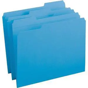 Business Source Folders, 1/3-Cut Reinforced Tab, Blue, 100/Box (BSN03172)