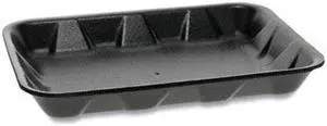 Pactiv Supermarket Tray, #4D1, 1-Compartment, Black, 500 Trays (PCT0TFB04D10000)