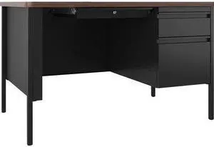 Lorell 66939 Fortress Series Walnut Top Teacher's Desk
